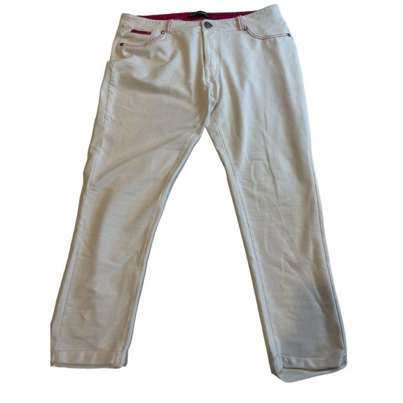 Clear X Rock Womens Jeans Wide Leg Flat Front Mid Rise Cotton White Size 2X - Picture 1 of 10